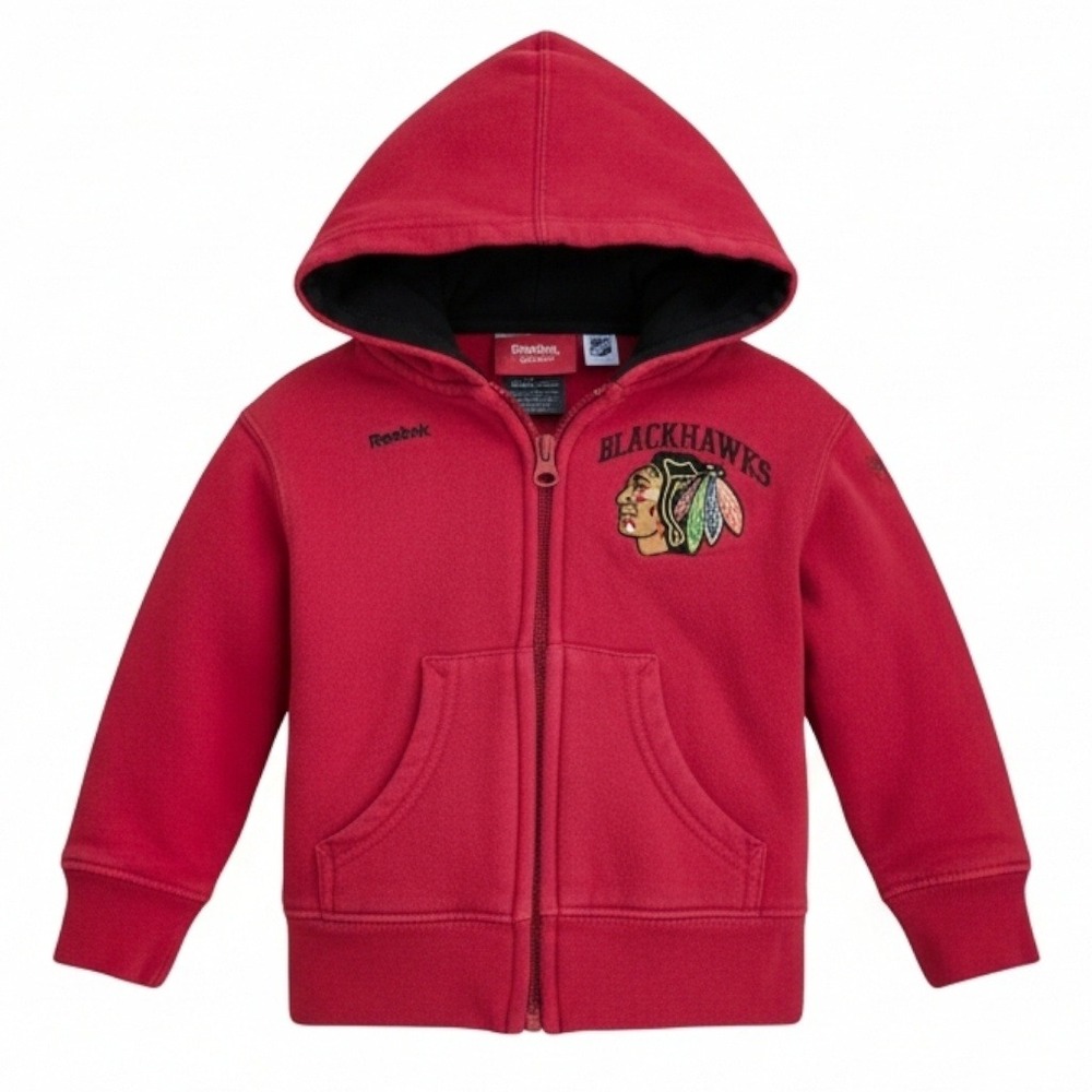 Reebok Chicago Blackhawks Toddler 2T Red Full Zip Hoodie NHL Face Off Collection
